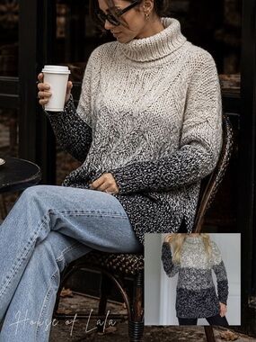 Chunky Cable Knit Turtle Neck Sweater. Coastal Fisherman Neural Pullover.